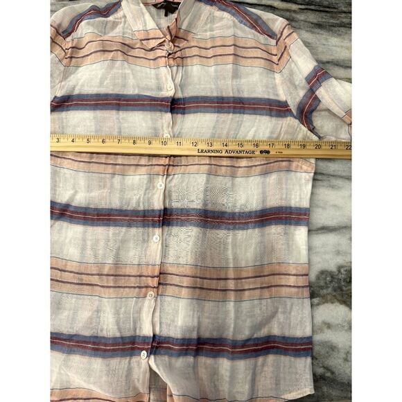 Women's Tommy Bahama Cotton Blend Striped Button-Up Top Long-Sleeve / Sz M / EUC - Picture 6 of 8
